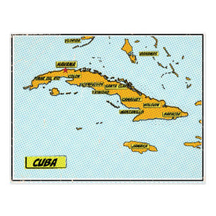 Vintage Comic Book Map Of Cuba Photo Print