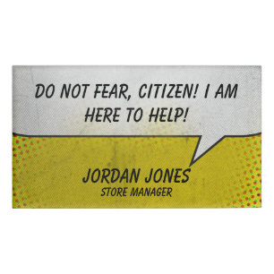 Vintage Comic Book Store Speech Bubble Name Tag