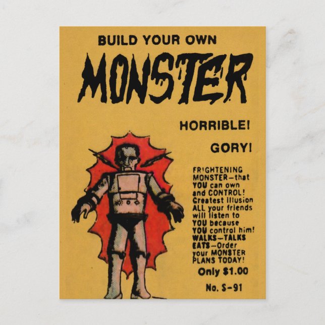 Vintage Comic Mail Order Monster Advertisement Postcard (Front)