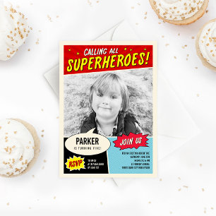 Vintage Comic Superhero Birthday Party Invitation