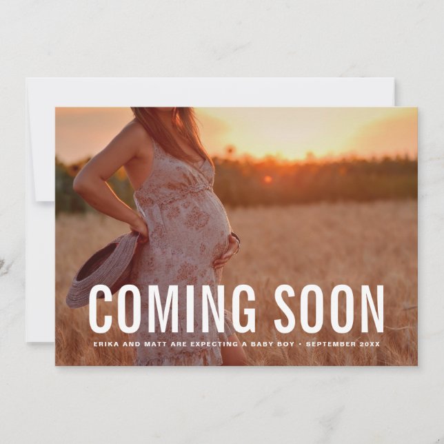 Vintage Coming Soon Photo Pregnancy Announcement (Front)