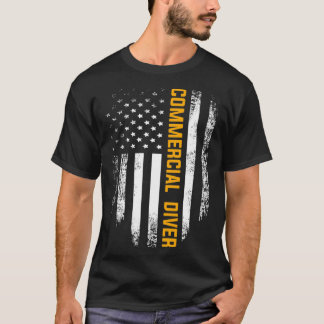 Vintage Commercial Diver With American Flag For Sw T-Shirt