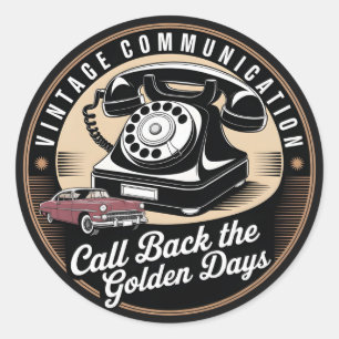 "Vintage Communication" Retro Emblem Design Classic Round Sticker