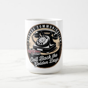 "Vintage Communication" Retro Emblem Design Coffee Mug