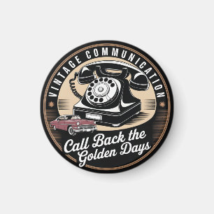 "Vintage Communication" Retro Emblem Design Magnet
