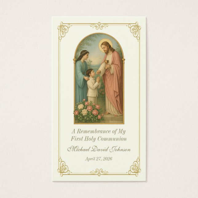 Vintage Communion Catholic Remembrance Holy Card (Front)