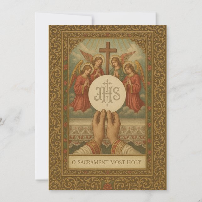 Vintage Communion Eucharist Priest Mass Invitation (Front)