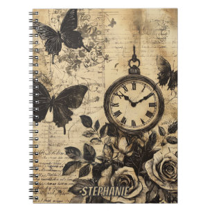 Vintage Compass & Butterfly - Rustic Paper (1) Notebook