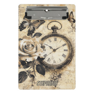 Vintage Compass & Butterfly - Rustic Paper (2) Mini Clipboard