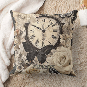 Vintage Compass & Butterfly - Rustic Paper (4) Cushion