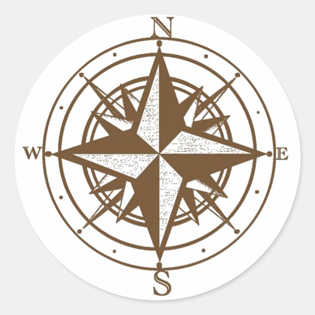 Vintage Compass Classic Round Sticker (Front)