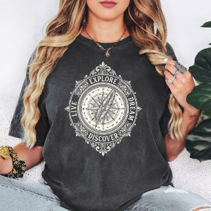 Vintage Compass Feather Live Explore Dream T-Shirt