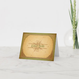 Vintage Compass Green Travel Bat Mitzvah Thank You Card