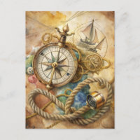 Vintage Compass Nautical Sailing Ocean Adventure