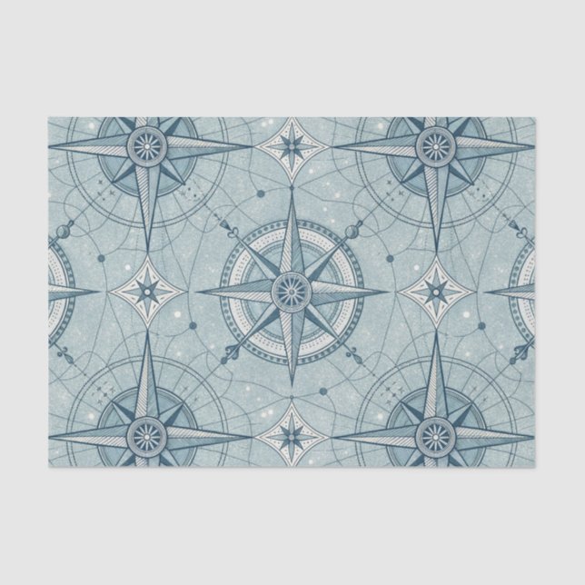Vintage Compass Nautical Seamless Pattern (2) Tissue Paper (Front)
