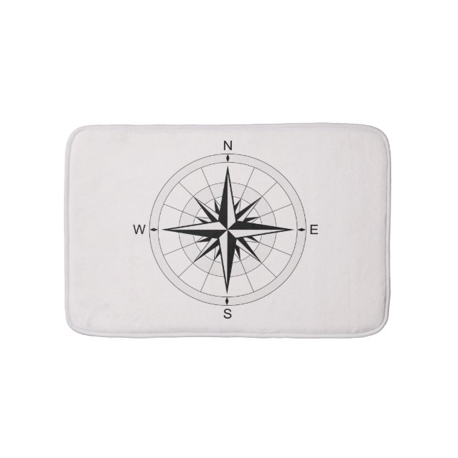 Vintage Compass Rose  Bath Mat (Front)