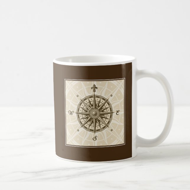 Vintage Compass Rose Coffee Mug (Right)