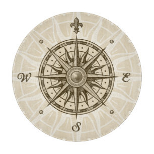 Vintage Compass Rose Cutting Board