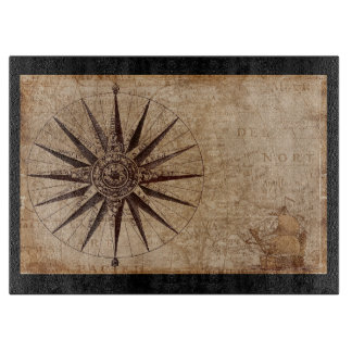 Vintage compass rose cutting board