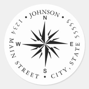 Vintage Compass Rose Explore Return Label Sticker