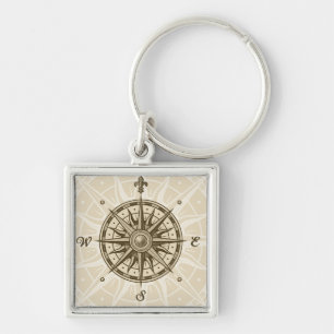Vintage Compass Rose Key Ring