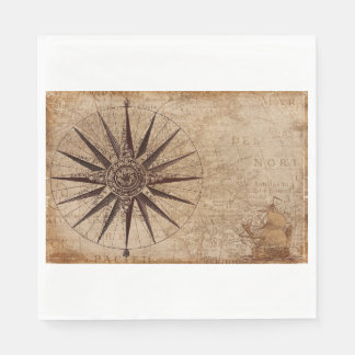 Vintage compass rose napkin