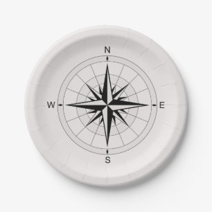 Vintage Compass Rose Paper Plate