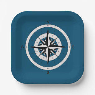 Vintage Compass Rose  Paper Plates