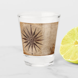 Vintage compass rose shot glass