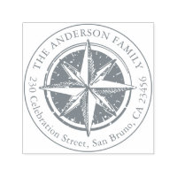 Vintage Compass Round Family Name & Return Address