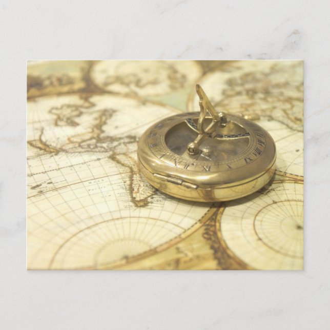 Vintage Compass Traveller Postcard (Front)