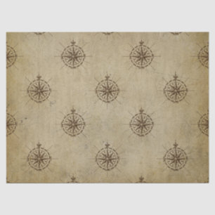 Vintage Compasses on Brown Decoupage Tissue Paper