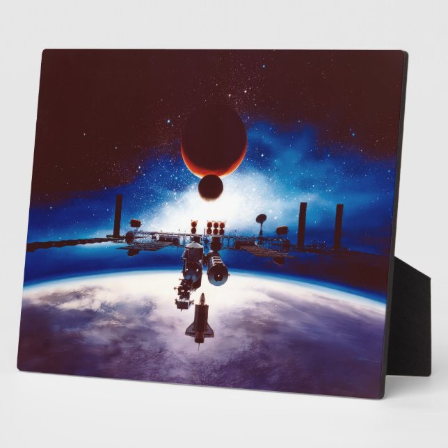 Vintage Concept of Space Station Freedom Poster Plaque (Side)