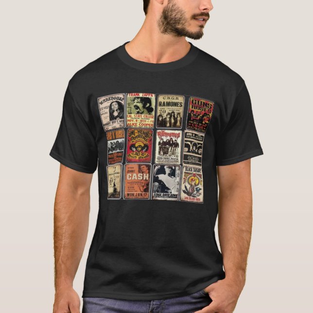 Vintage Concert Posters T-Shirt (Front)