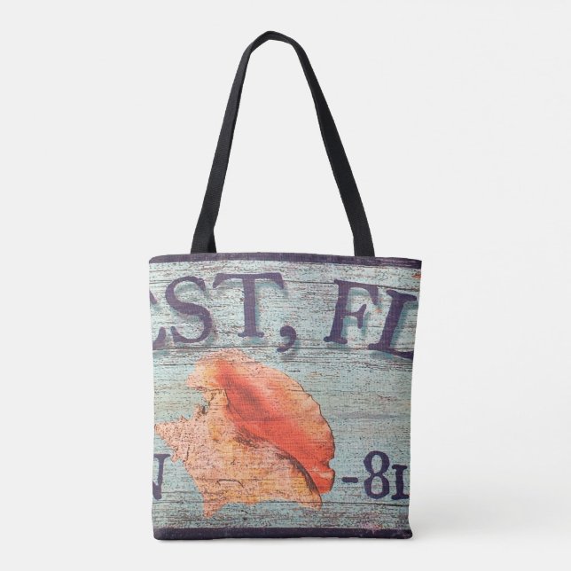 Vintage Conch Shell Key West Tote Bag (Back)