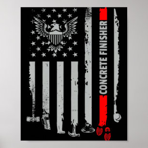 Vintage Concrete Finisher Usa Flag American Flag P Poster