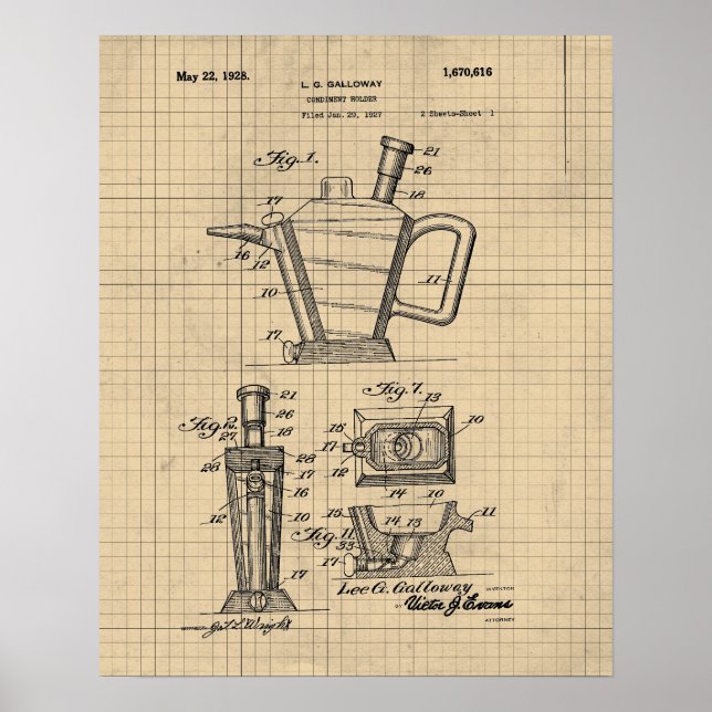 Vintage Condiment Holder Patent Poster (Front)