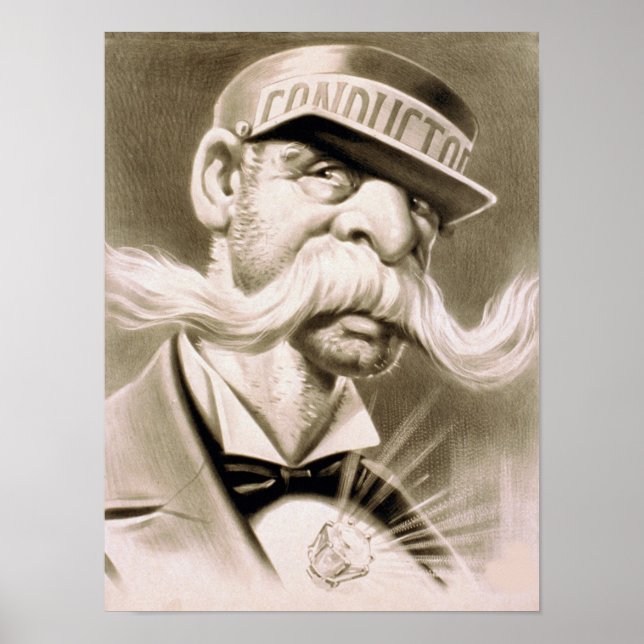 Vintage Conductor Illustration Poster (Front)