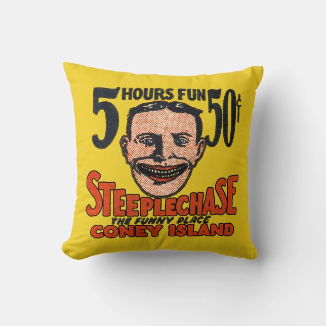 Vintage Coney Island Funny Face Cushion (Front)
