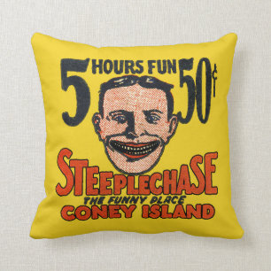 Vintage Coney Island Funny Face Cushion