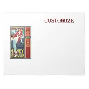 vintage coney island mermaid notepad