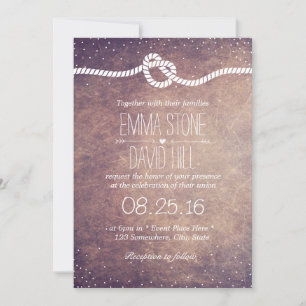 Vintage Confetti Dots Tying the Knot Wedding Invitation