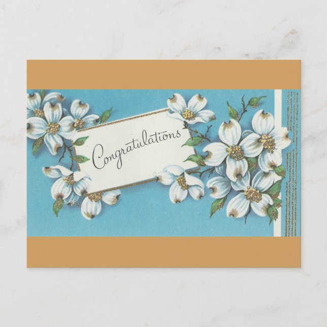 Vintage Congratulations With Dogwood Postcard (Front)