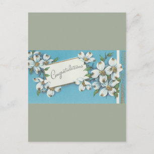Vintage Congratulations With Dogwood Postcard