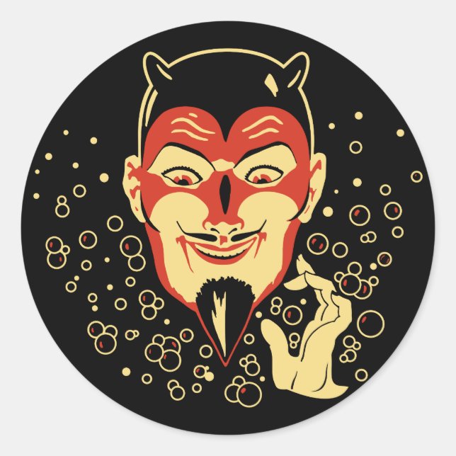 Vintage Conjuring Devil Halloween Sticker (Front)