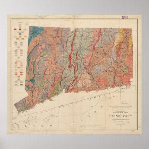 Vintage Connecticut Geology Map (1906) Poster