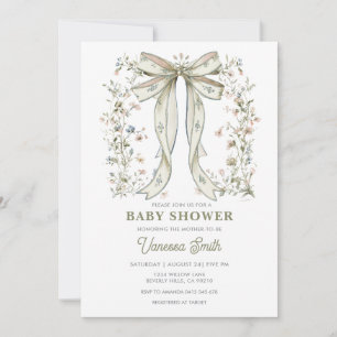 Vintage Conquete Wildflower Floral Baby Shower  Invitation