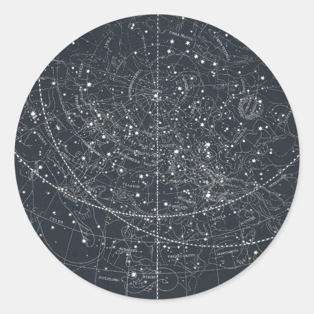 Vintage Constellation Map Classic Round Sticker (Front)