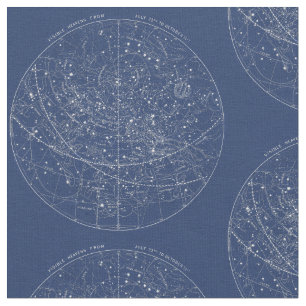 Vintage Constellation Map (Navy) Fabric