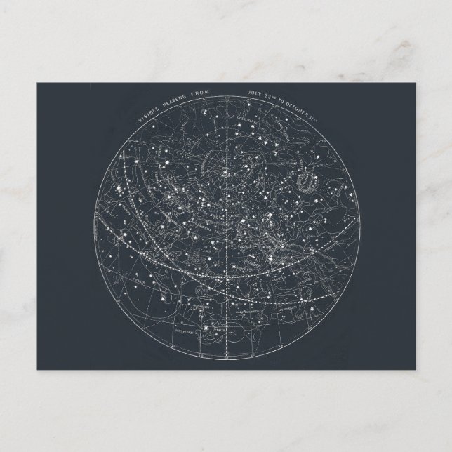 Vintage Constellation Map Postcard (Front)